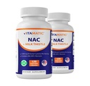 Vitamatic NAC Supliment N-Acetyl-L-Cysteine (NAC) cu lapte Thistle 50:1 Extract - Suporturi imune, respiratorii, de sănătate hepatică, 1200 mg per Serving, 120 Veg capsule - 2 ambalaj