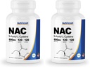 Nutricost N-Acetyl L-Cysteine (NAC) 600mg, 120 Capsule vegetariene - Negomo, Gluten Free, Capace vegetariene (Pachet din 2)
