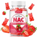 softbear NAC Gummies pentru copii & Adulți, NAC Supliment 1000mg N Acetil Cysteine susține Lung & Ficat Sănătate, Antioxidanți & Sistem imunitar, Aroma de căpșuni 60 Conte