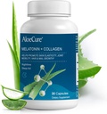 AloeCure Melatonină naturală + Colagen cu Aloe Vera organică - Natural Sleep Aid Supplement for Restful Nights - Colagen Complex pentru Putere articulară, Elasticitate a pielii, Creşterea părului şi unghiilor, 30 capsule