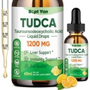 Suplimentul TUDCA 1200mg Picături lichide, Suplimentul hepatic cu TUDCA, NAC, Seminte de muls de lapte și Dandelion, pentru suport hepatic, și Gallbladder Curățați & repararea, Zahăr-Free, Vegan, Aroma de lămâie, 2 Fl Oz