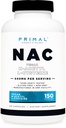 Primal N-Acetyl L-Cysteine (NAC) 600 mg, 150 capsule - Vegan N-Acetyl L-Cysteine Supliment, GMG-Free, Gluten-Free