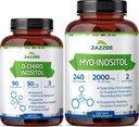 Zazzee 40:1 Ratio Myo şi D-Chiro Inositol Supliment pentru femei 