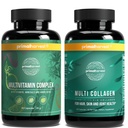 Primal Harvest Multivitamine & Colagen Suplimente pentru femei și bărbați Multi Vitamine Capsule și Colagen Peptides pastile Bundle