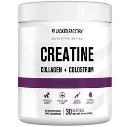 Creatura Fabrica Jacked pentru femei - Creatină Monohidrat cu Colagen + Colostru pentru a sprijini performanța de antrenament, Lean musculare de creștere, păr sănătos, piele, & unghii - 30 Serviri, Nearomat