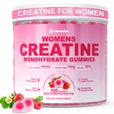 Creatina pentru femei, Creatine Monohidrat Gummies cu Colagen, BCAA, L-Carnitina & Taurina, Aroma de căpșuni, Suplimentul de energie Creatină pentru rezistența musculară, Boost de energie, Sugar Free, 120 Conte