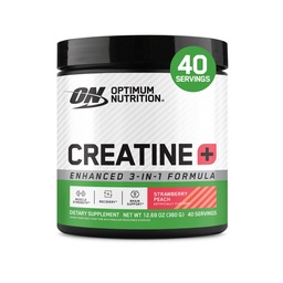 Optimum Nutriție Creatină Monohidrat Plus Pulbere, Strawberry Peach Floare de performanță Creatină, cu Electroliți pentru hidratare, Vitamine adăugate, 40 Serviri, 360 Grams (Packing May Vary)