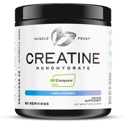 Muscle Feast Creapure Creatine Monohidrat pulbere, Vegan Keto prietenos Gluten-free, Mass Gainer, Muscle Recovery Supliment și Creatina de încredere pentru creșterea musculară, Creatin pulbere, Nearomat, 300g