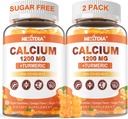 Calciu 1200 mg cu vitamina D3 Gume - Calciu + Supliment Turmeric pentru femei și bărbați cu vitamina K2 B12 - Suport Bone & Musculare - Zahăr fără - Vegan (120 Conte)
