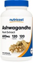Nutricost Ashwagandha Herbal Supplement 600mg, 120 Capsule - Vegetarian, Non-GMO, Gluten Free, Ashwagandha Root