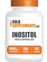 BulkSupplements.com Capsulele de inozitol - Vitamina B8, Inositol 1000mg pentru wellness generală - Gluten gratuit, 2 capsule per Serving, 120 Conte (Pachet de 1)