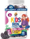 SUNNY SAM Gummies de fier pentru copii și adolescenți - 10mg Vitamine de fier cu vitamina C - Supplement Gummy Low-Sugar pentru suport imunitar, Suportă producția de celule roșii de sânge pentru copii și adolescente