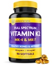 InnovixLabs Spectrum complet Vitamina K2-90 Softgels cu 600 mcg de Trans Form MK7 și MK4 - susține sănătatea generală și puterea osoasă - Soy și gluten gratuit K2 supliment de vitamine