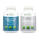 Glicinat de magneziu 400mg + Seleniu 200mcg - Vegan Bundle - 270 comprimate & 365 capsule - Made in USA