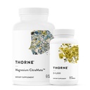 THORNE - Magneziu CitraMate & Vitamina D-5000 Duo - inimă, oase, mușchi - 60 până la 90 Serviri