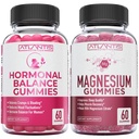 Echilibrul hormonal și Gumiile de magneziu pentru cramps musculare, PMS Gummies Alleviate Blooting & Swings Mood, Magneziu ajută la prevenirea cramps și promovează recuperarea musculare - 60 Vegan Gummies per sticlă