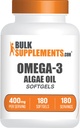 BulkSupplements.com Omega-3 Softgels - de la Algal Oil, Algae Omega 3 Supliment - Gluten Free, 1 Softgel per Serving, 180 Conte (Pachet de 1)