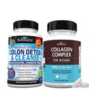 BioSchwartz 15 Day Cleanse pentru Colon și Gut Health Plus Capsule de Colagen Peptide hidrolizate (45 zile de aprovizionare)