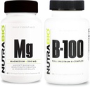 NutraBio B-100 B Complex de vitamine și supliment de magneziu reactivat Bundle 