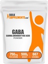 BulkSupplements.com Pulbere GABA - Acid gama aminobutiric, supliment GABA, supliment aminoacid - gluten gratuit, 750 mg per Serving, 500g (1.1 lbs) (Pachet de 1)