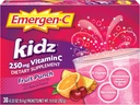 Emergen-C Kidz 250mg Kids Vitamina C pulbere, Cafeina gratuit, Immune Support Drink Mix, Fruit Punch Flavor - 30 Conte/1 lună de aprovizionare