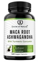 Maca Root, extract de rădăcină Ashwagandha, capsule pentru bărbaţi şi femei cu Curcumina Turmeric şi Bioperine 120 Capsule fabricate în SUA