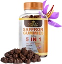 GOLDEN SAFFRON, Saffron Gummies Contains 88.5 mg. Pure Saffron Extract + GABA, Vitamin D2, Passion Flower and St. John’s Wort, for Holistic Wellness,Cherries Flavor Vegan