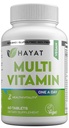 HAYAT Vitamine Vegan Natural Multivitamine, Daily Vitamine cu vitamina A, C, D, E, B1, B2, B3, B6, B12, Biotin, Zinc și mai mult, 2 luni de aprovizionare, toate naturale, certificate Halal, 60 comprimate, Made in the USA