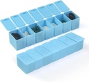 Weekly Mici Pill Organizator, 7 zile Pill Case, Daily Vitamina Case Medicine Box, Pastile Containere pentru Medicina Suplimente Ulei de pește(2Pcs, albastru)
