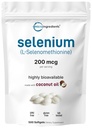 Micro Ingrediente Suplimente de seleniu pentru femei și bărbați 200mcg, 500 Softgels cu ulei de nucă de cocos 