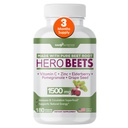 Gade Nutrition Hero Beets - capsule rădăcină de sfeclă 1500mg - organică Root Powder + vitamina C Zinc, Elderberry, rodie, extract de semințe de struguri - 3 luni de aprovizionare