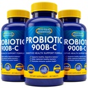 Nutritie Essentials Probiotice pentru femei si barbati cu Lactase Natural Enzime & Fibră prebiotică pentru Sănătate Digestivă - 80% + Suplimentul mai puternic pentru Suport Sanatate Gut - 3 Conte de 60 comprimate
