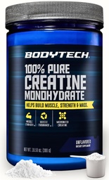 BodyTech Creatin monohidrat pulbere, Micronited Micronited Creatine Formula pentru bărbați și femei, 5g per Serving, Pre Workout & Post Antrenament Supliment, Gluten gratuit, Sugar Free, 10.58 Oz, 60 Serviri