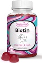 Biotin Vitamina B7 Gume pentru parul pielii si unghiilor - 5000 mcg per servire - cu Elderberry si ulei de nuca de cocos, 60 gume aroma de capsuni - toate naturale, gluten-gratuit si vegetarian (Pachet de 1)