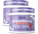 ColonSweep - aroma de căpșuni Probiotic Psyllium Husk Powder Colon Cleanser,7,8 oz. Suport suplimentar de fibre pentru sănătate gută - Curățare pentru ajutor de balonare & detox- 30 Serviri (Pachet de 2)