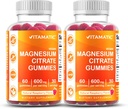 Vitamatic Magnesium Citrate Gummies 600mg per Serving - 60 Count - Promotes Healthy Relaxation, Muscle, Bone, & Energy Support (Pack of 2)