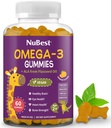 NuCel mai bun Omega 3 Gume pentru copii si adolescenti cu ulei de seminte de in sustine cresterea creierului, Claritatea mentala, Focus, si sanatatea ochilor 