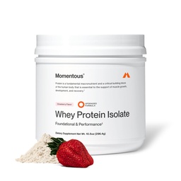 Momentous Grass-Fed Whey Protein Isolate Powder, 20g, Strawberry
