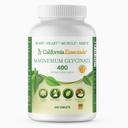 Glicinat de magneziu 400 - Chelated, Magneziu de înaltă absorbţie pentru ameliorarea muşchilor, Suport osos şi cardiac -Vegan, non-GMO, Gluten-Free 240 comprimate (Servings 120, Servire dimensiune (2) comprimate 200 mg)