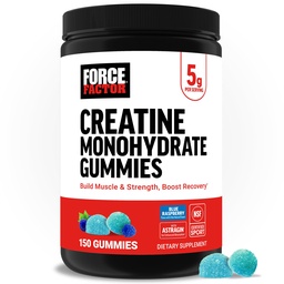 Force Factor Creatin Monohidrat Gummies, NSF Certified, 5g Doza pentru bărbaţi şi femei pentru a sprijini musculare, Putere, Recuperare, Cognitive Health & Memory, Package May Vary, Blue Raspberry, 150 Gummies
