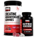 Gumele de Creaţie a Factorului de Forţă, 5 Grams Creatin Monohidrat, Berry mixt, 150 Gummies, 30 Servings Nitric oxid Booster, Formula cu acţiune rapidă cu L-Arginină, 120 Capsule
