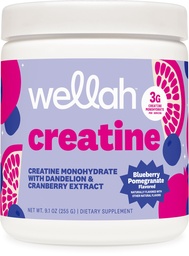 Wellah Creatine for Women - Creatine Monohydrate with Dandelion & Cranberry Extract (50 Servings, Blueberry Pomegranate)