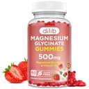 Magneziu Glycinate Gumries 500mg - Supliment de magneziu cu vitamina B6 pentru adulți & Magneziu pentru copii - Magneziu calm pentru somn, Mood, suport muscular - Aroma de căpșuni, 60 Gume