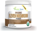 Organic 11 Mushroom Powder - USDA Certified - Lion's Mane, Reishi, Cordyceps, Maitake, Shiitake, Turkey Tail, Chaga, Zhuling, Wood Ear, Poria Cocos, Hime-Matsutake - Imunity & Energy, No filler