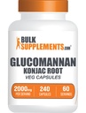 BulkSupplements.com Capsule Glucomannan - ca extract de rădăcină Konjac, Suplimente Glucomannan, Suplimentul Herbal - Gluten gratuit, 4 capsule per Serving, 240 Conte (Pachet de 1)