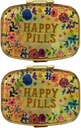 2 Pachete de cutii drăguț pastile de călătorie prietenos portabil Compact Metal Pilula organizator cutie pilula pentru a deține vitamine/Tylenol/Pish ulei/Supplements/Meds/Tablet pentru Purse/Pocket (Pilule fericite)