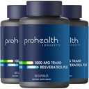 ProHealth Trans Resveratrol Plus 1000mg. Lumi Cele mai cercetate Trans-Res Supliment. Doctor Formulat cu Querbetin & BioEnhancers pentru Max Potency. Lab testat 98% Pur. 30 Serviri (3 ambalaj)