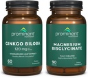 Nutriție proeminentă Cognitive de sprijin pentru sănătate Bundle - Ginkgo Biloba Supliment & Magneziu Bisglicinat Supliment