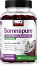 Force FACTOR Somnapure Gummies with Melatonin 10 mg for Adulti, non-Habit-Forming, Natural Sleep Aid for Deep Sleep, Stay Asomnor Longer, Wake Up Reîmprospătat, Dream Berry Flavor, 60 Count (Pachet de 1)