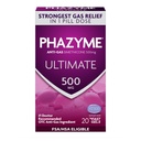 Phazyme Ultimate Putere Anti-Gas 500 mg Simethicone gaz Relief pentru adulți, Geluri rapide Ușurință balonare, Presiune și Disconfort, 20 Conte